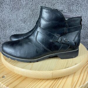 Teva De La Vina Leather Boots Womens 10 Black Waterproof Side Zip Ankle Booties